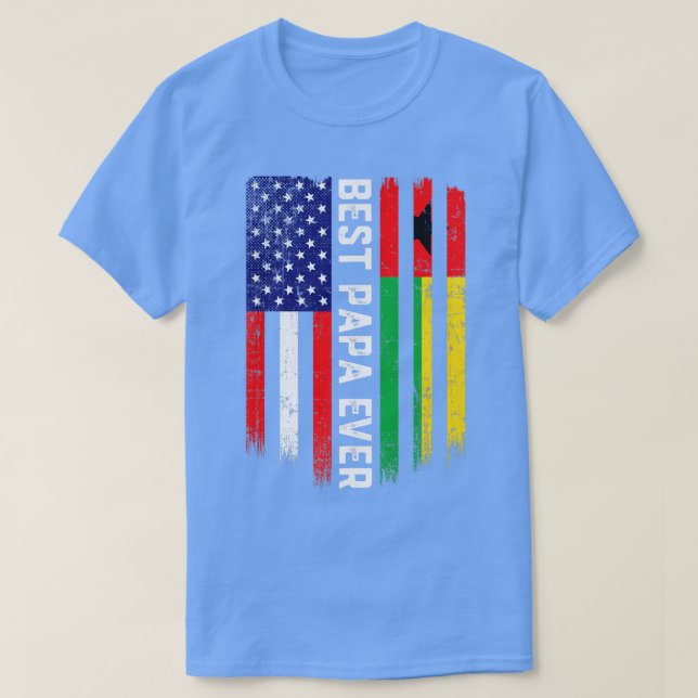 American Flag & GuineaBissau Flag Best Papa Ever T-Shirt (Design Front)