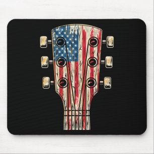 American Flag Guitar 4th Of July Guitarist Usa Cou Mouse Pad