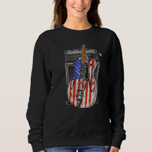 American Flag Guitar 4th of July Guitarist USA Cou Sweatshirt