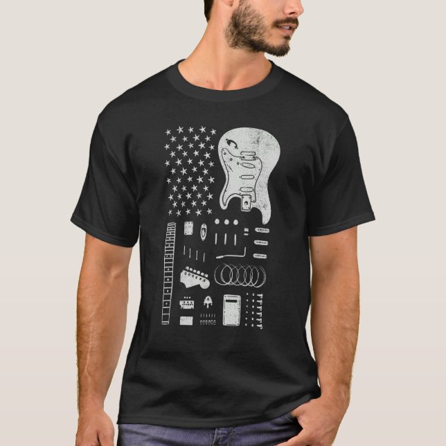 American Flag Guitar 4th of July Guitarist USA Cou T-Shirt (Front)