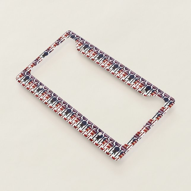 American Flag Guitar Art License Plate Frame (3/4)