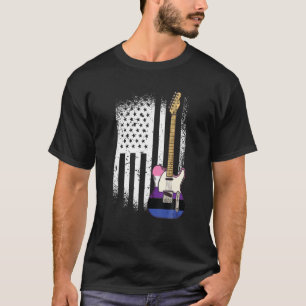 American Flag Guitar Gender-Fluid Pride LGBTQ Ally T-Shirt