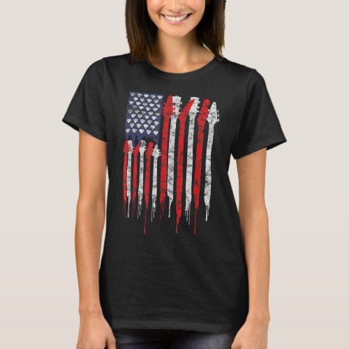 American Flag Guitar Red White Patriotic Music Lov T_Shirt