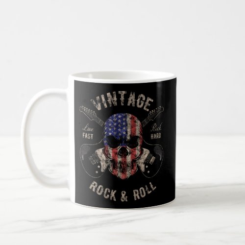 American Flag Guitar Rock And Roll Skull Guitarist Coffee Mug