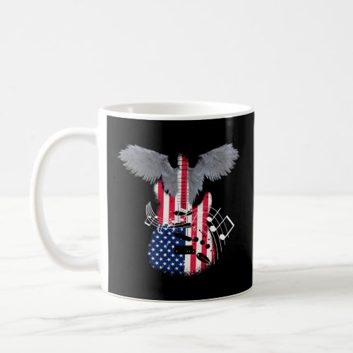 american flag guitar shaped angel wing musician gu coffee mug