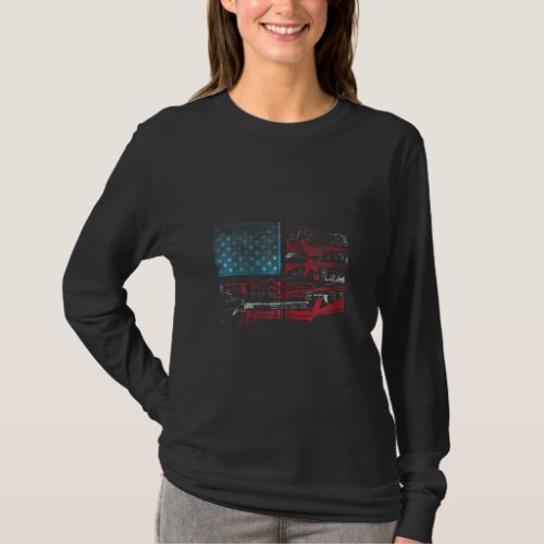 American Flag Guns Riffles Bullets Us Flag Weapon  T_Shirt