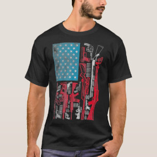 American Flag Guns Riffles Bullets US Flag Weapon  T-Shirt