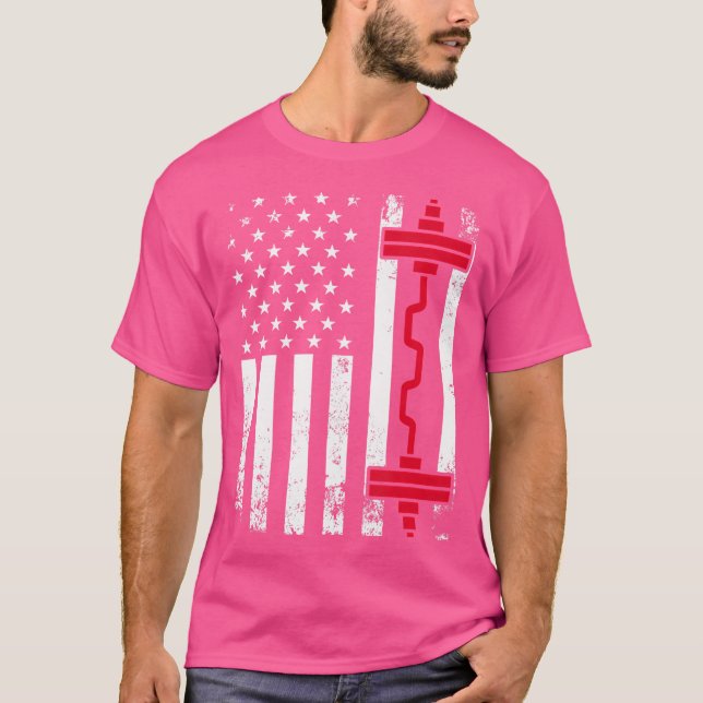 American Flag Gym And Fitness  Weight Lifting Gift T-Shirt (Front)