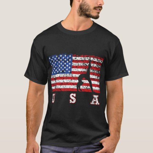 American Flag Gymnastics USA Gift Tumbling Team T_Shirt