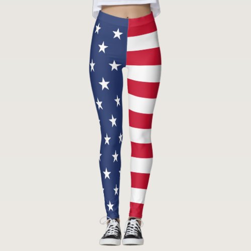 American Flag Half and Half Stars and Stripes Leggings