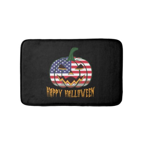 American Flag Halloween Pumpkin Bath Mat