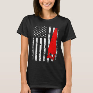 American flag hand saw carpenter cabinet builder B T-Shirt