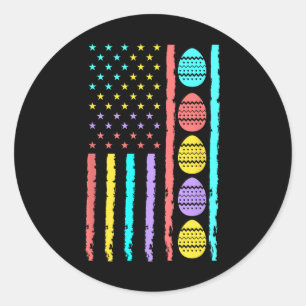 American Flag Happy Easter Egg Hunting Patriotic E Classic Round Sticker