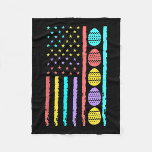 American Flag Happy Easter Egg Hunting Patriotic E Fleece Blanket