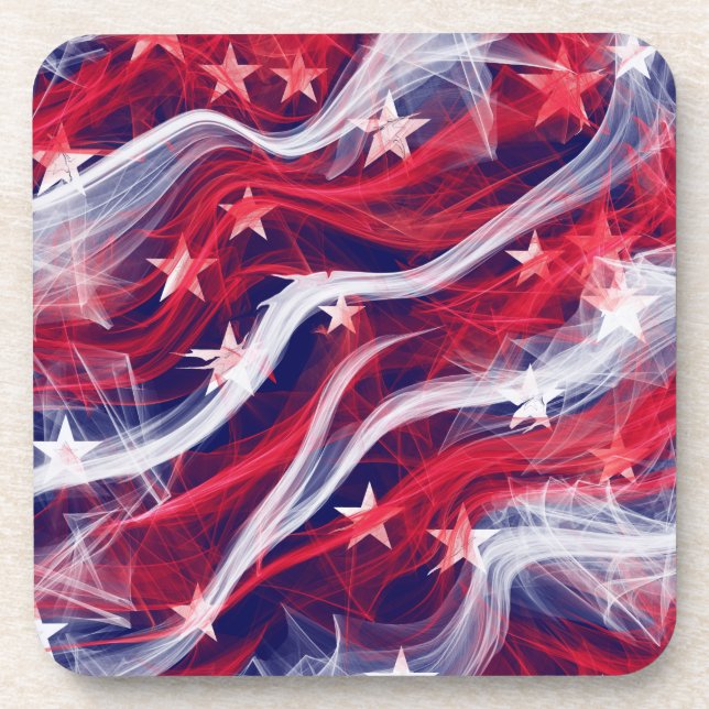 American flag Hard Plastic coasters with cork back (Front)