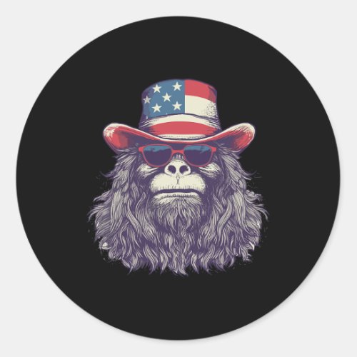American Flag Hat 4th Of July Patriotic Sasquatch  Classic Round Sticker
