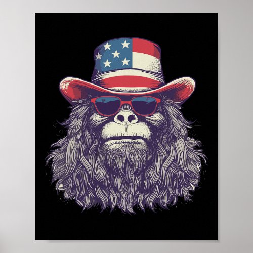 American Flag Hat 4th Of July Patriotic Sasquatch  Poster