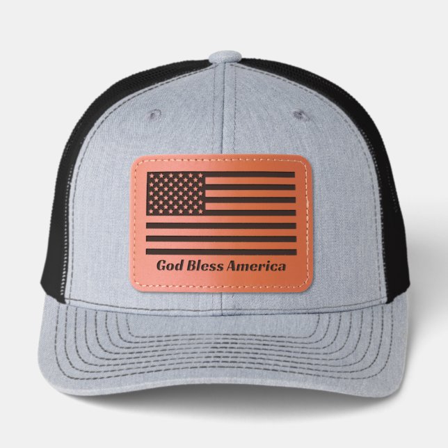 American Flag Hat Custom Text God Bless America (Front)