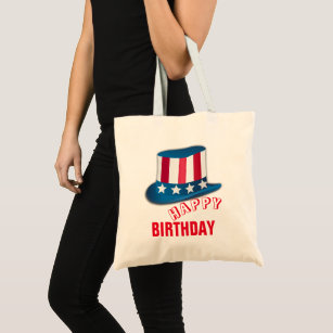 American Flag Hat Happy Birthday America Tote Bag