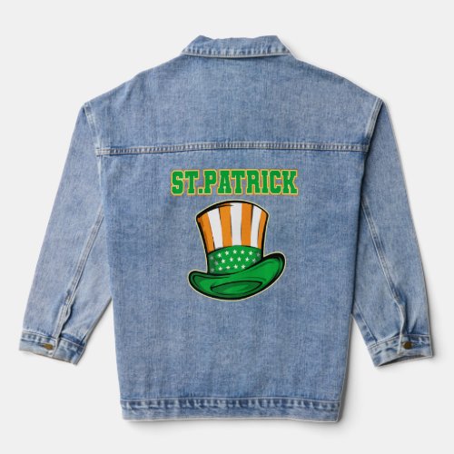 American Flag Hat Ireland Colors For Iris St Patri Denim Jacket