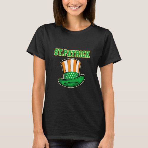 American Flag Hat Ireland Colors For Iris St Patri T_Shirt