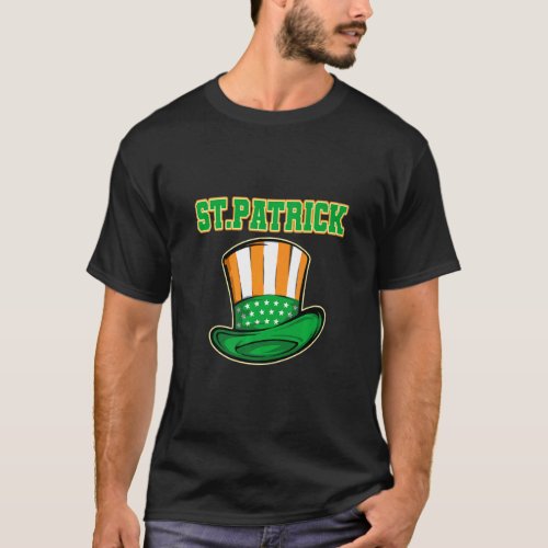 American Flag Hat Ireland Colors For Iris St Patri T_Shirt