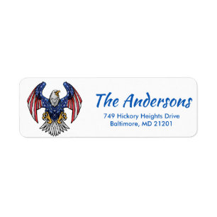 American Flag Hawk 4th of July Celebrations Label
