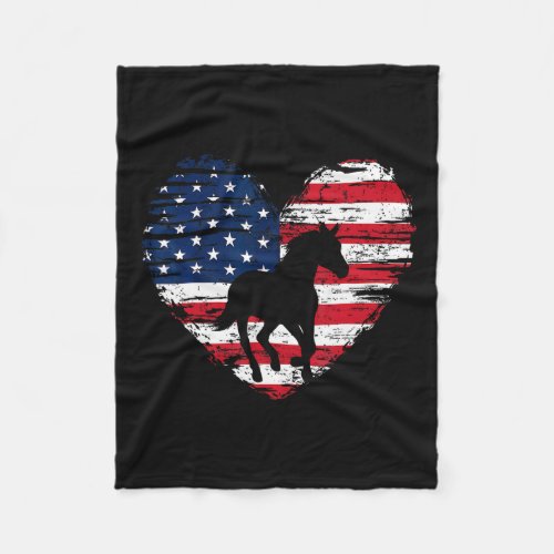 American Flag Heart 4th Of July Usa Patriotic Prid Fleece Blanket