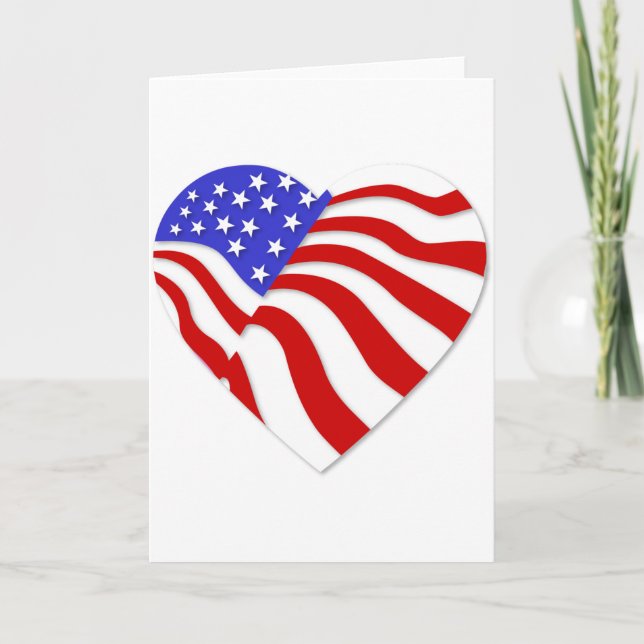 American Flag Heart America USA Valentine Popular Holiday Card (Front)