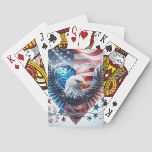 American Flag, Heart and Bald Eagle Poker Cards