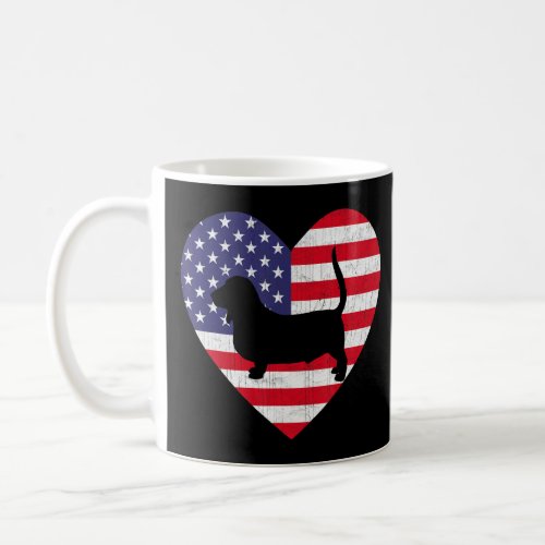 American Flag Heart Basset Hound Dog 4th Of July P Coffee Mug