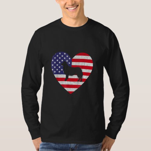 American Flag Heart Border Collie Dog 4th Of July  T_Shirt