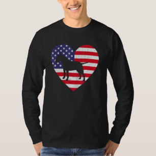 American Flag Heart Bull Terrier Dog 4th Of July P T-Shirt