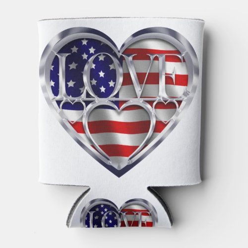 American flag heart can cooler