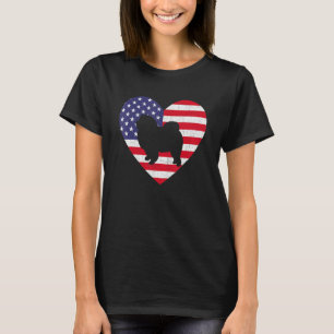 American Flag Heart Chow Chow Dog 4th Of July Usa T-Shirt