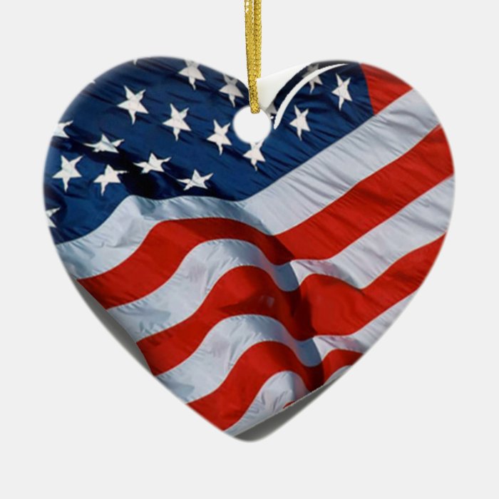 American Flag Heart Christmas Tree Ornament