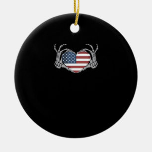 American Flag Heart Classic Design Ceramic Ornament