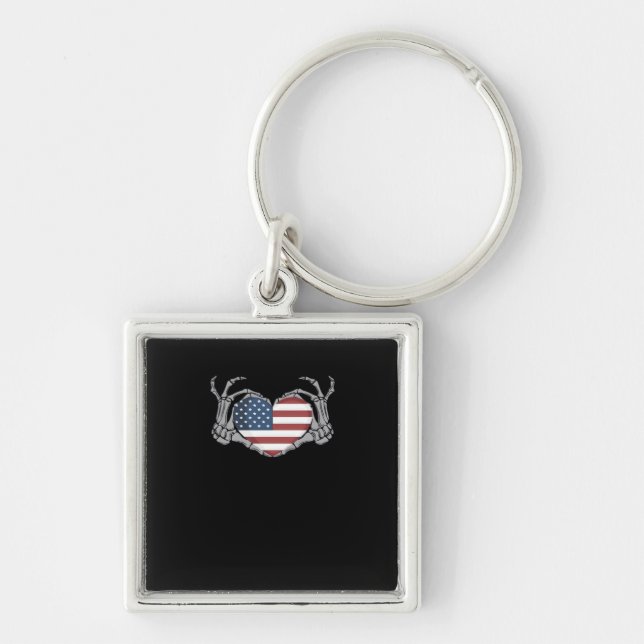 American Flag Heart Classic Design Keychain (Front)