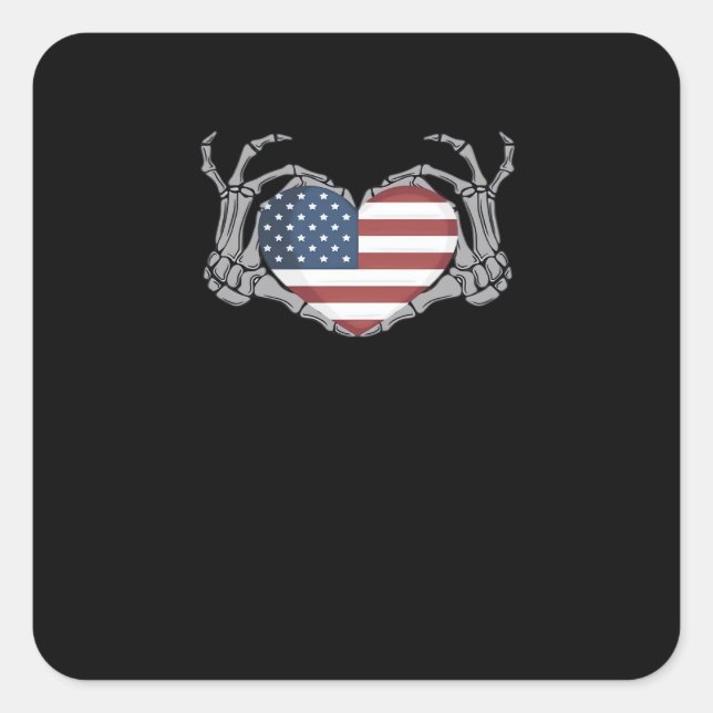 American Flag Heart Classic Design Square Sticker (Front)