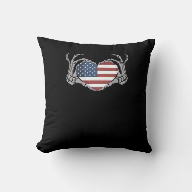 American Flag Heart Classic Design Throw Pillow (Front)