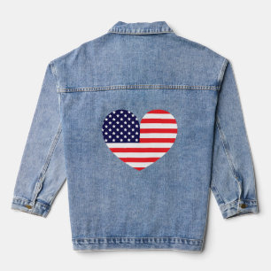 American Flag Heart Denim Jacket