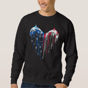 American Flag Heart Dolphin 4th Of July Dolphin Sweatshirt