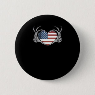 American Flag Heart Fitted Button