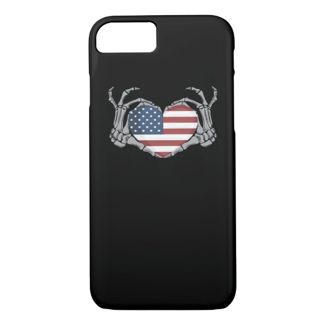 American Flag Heart Fitted Case-Mate iPhone Case (Back)