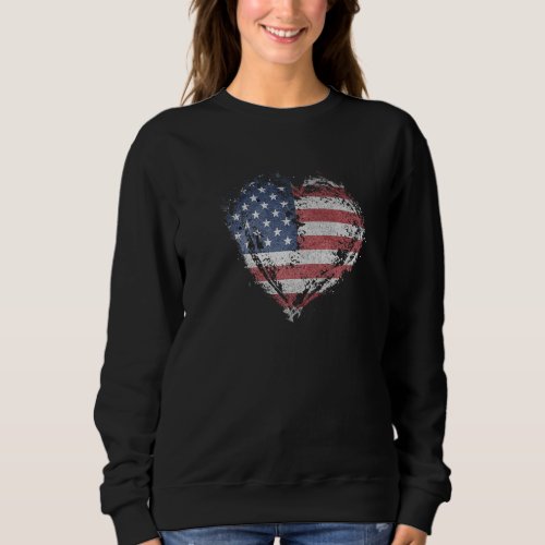 American Flag Heart Flag Vintage Style Sweatshirt