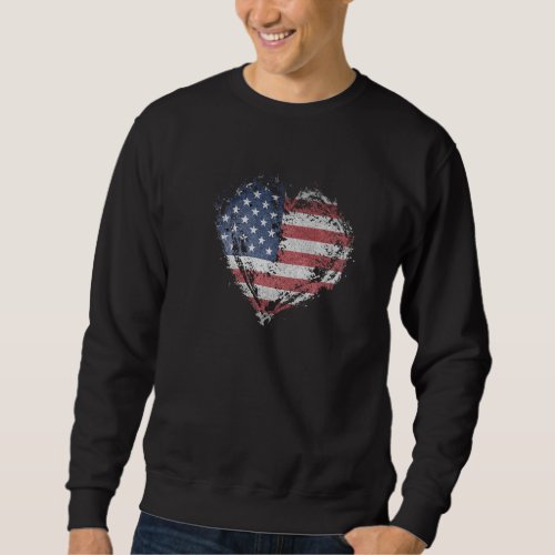 American Flag Heart Flag Vintage Style Sweatshirt