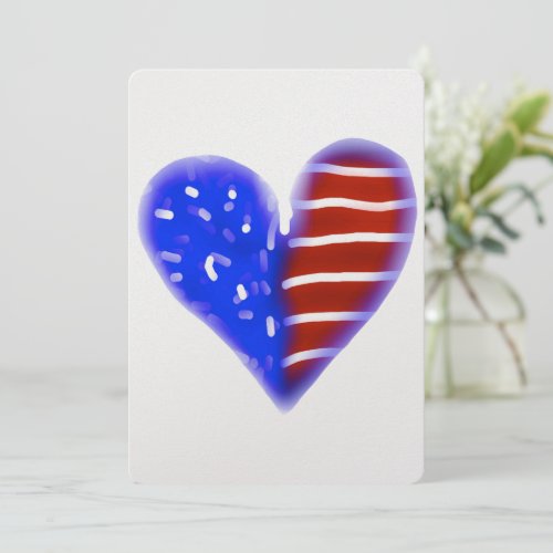 American Flag heart  Holiday Card