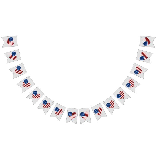 American Flag Heart July 4th Glitter (All)