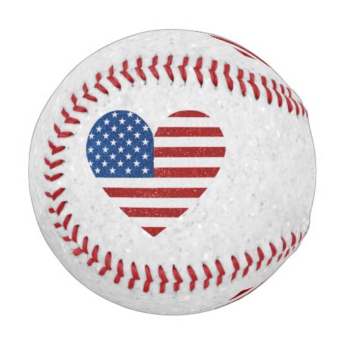 American Flag Heart July 4th Glitter Baseball