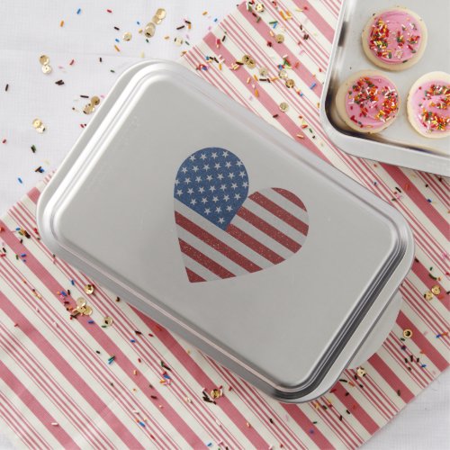 American Flag Heart July 4th Glitter Cake Pan